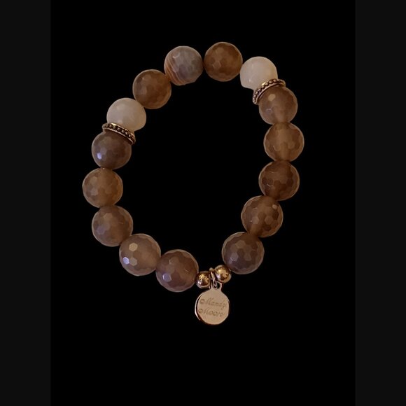 Mandy Moon Silver Tone Natural Stone Beaded Stretch Statement Bracelet - Picture 8 of 10